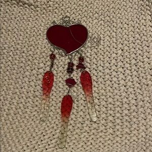 Red Heart stain glass with Silver Accents